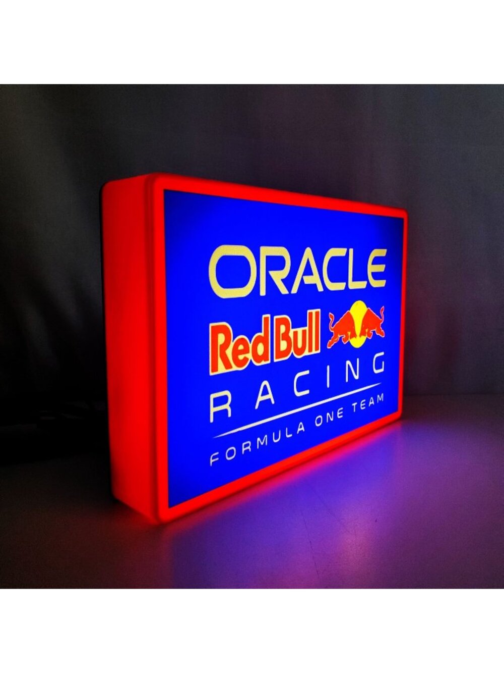 Oracle Red Bull Racing F1 Light Box – LED Illuminated Sign for Garage or Man Cav